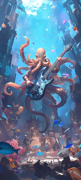 cool fusion wallpaper — clownfish, underwater, instrument, fish (free 4K phone download)