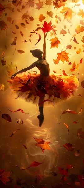 whimsical anime girl wallpaper — ballerina, leaf, tutu (free 4K phone download)