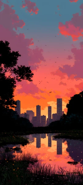 serene fusion wallpaper — scenery, sky, cloud, tree (free 4K phone download)