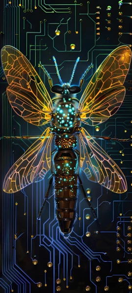 futuristic fusion wallpaper — bug, wings, antennae, insect wings (free 4K phone download)