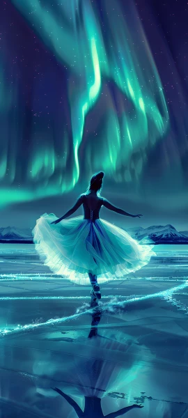 dreamy anime girl wallpaper — aurora, night, sky, reflection (free 4K phone download)