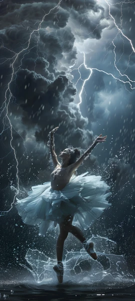 dramatic anime girl wallpaper — storm, lightning, rain (free 4K phone download)