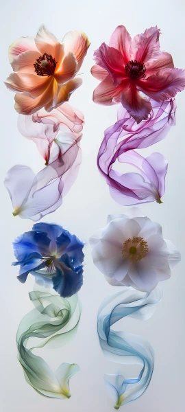 elegant fusion wallpaper — flower, blue flower, orange flower, white flower (free 4K phone download)