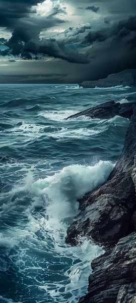 serene fusion wallpaper — waves, ocean, cloud, scenery (free 4K phone download)