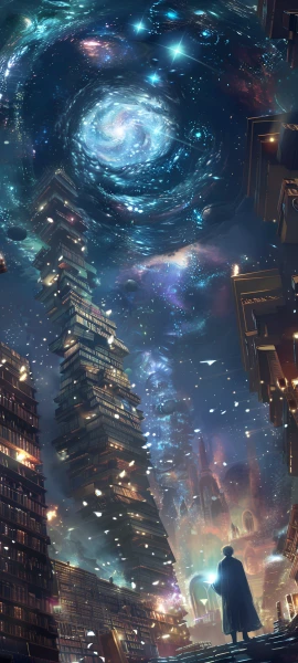 futuristic anime boy wallpaper — scenery, star (sky), sky, starry sky (free 4K phone download)