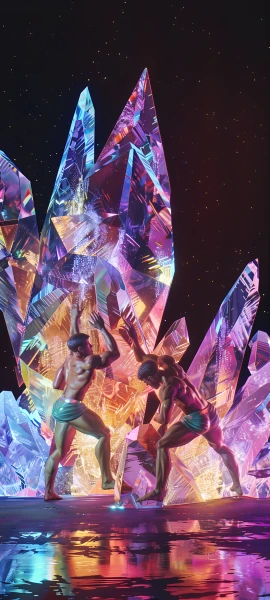 magical fusion wallpaper — crystal, reflection, multiple boys, 2boys (free 4K phone download)