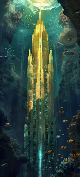 futuristic fusion wallpaper — underwater, fish, scenery, clownfish (free 4K phone download)