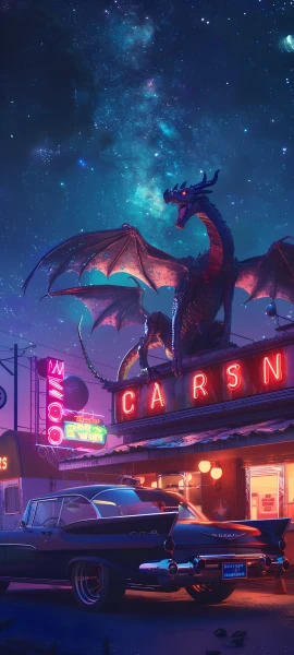 neon fusion wallpaper — motor vehicle, car, night, star (sky) (free 4K phone download)