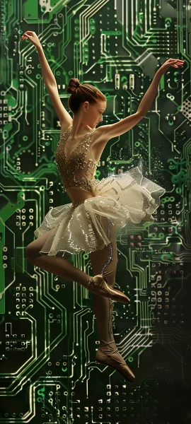 futuristic anime girl wallpaper — ballet slippers, ballerina, tutu (free 4K phone download)