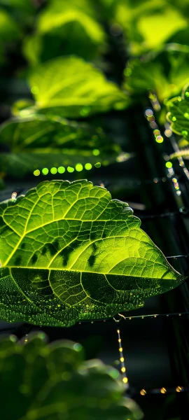 serene fusion wallpaper — green theme, leaf, scenery, night (free 4K phone download)