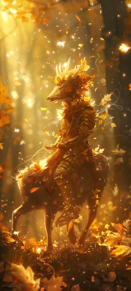 magical anime boy wallpaper — nature, riding, forest, leaf (free 4K phone download)