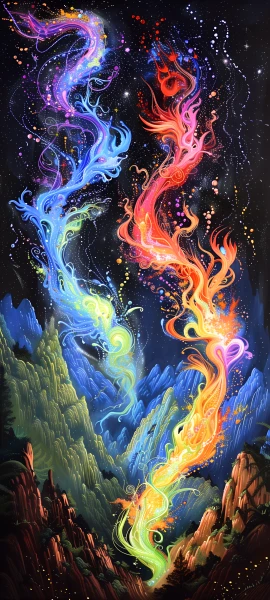 colorful fusion wallpaper — scenery, sky, star (sky), mountain (free 4K phone download)