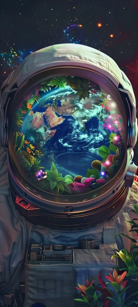 futuristic fusion wallpaper — planet, flower, star (sky), scenery (free 4K phone download)