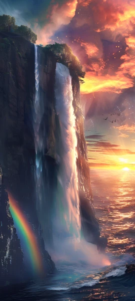 epic fusion wallpaper — rainbow, scenery, cloud, bird (free 4K phone download)