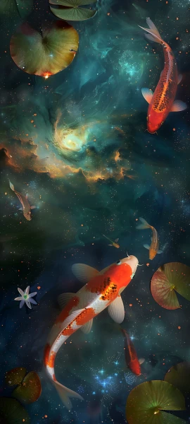 whimsical fusion wallpaper — fish, sky, star (sky), koi (free 4K phone download)