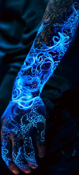 neon fusion wallpaper — water, blue theme (free 4K phone download)