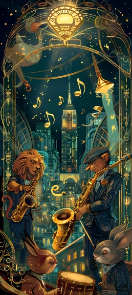 whimsical fusion wallpaper — instrument, music, playing instrument, trumpet (free 4K phone download)