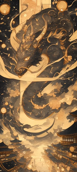 abstract fusion wallpaper — dragon, eastern dragon, east asian architecture, architecture (free 4K phone download)