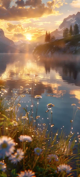 serene fusion wallpaper — scenery, flower, cloud, sky (free 4K phone download)