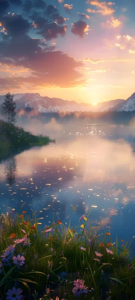 serene fusion wallpaper — scenery, cloud, flower, sky (free 4K phone download)