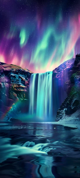 colorful fusion wallpaper — aurora, scenery, star (sky), water (free 4K phone download)