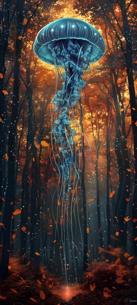 magical anime girl wallpaper — nature, forest, autumn leaves, scenery (free 4K phone download)