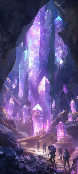 magical fusion wallpaper — scenery, crystal, multiple boys, cave (free 4K phone download)