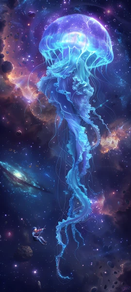 dreamy fusion wallpaper — jellyfish, star (sky), space, starry sky (free 4K phone download)