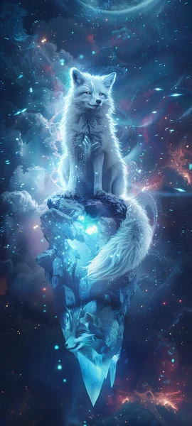 magical fusion wallpaper — wolf, star (sky), animal, crystal (free 4K phone download)