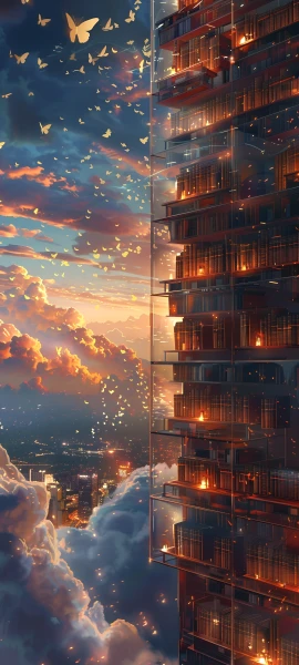 dreamy fusion wallpaper — scenery, cloud, sky, bird (free 4K phone download)