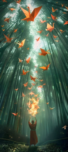 serene anime boy wallpaper — nature, bamboo forest, forest, bamboo (free 4K phone download)