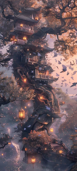 epic fusion wallpaper — tree, scenery, architecture, east asian architecture (free 4K phone download)