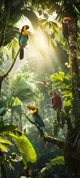 colorful fusion wallpaper — bird, tree, nature, plant (free 4K phone download)