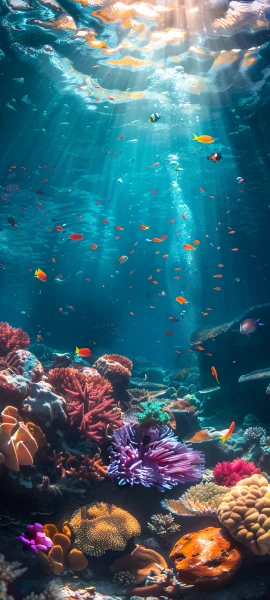 colorful fusion wallpaper — fish, coral, scenery, underwater (free 4K phone download)