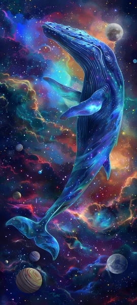 magical fusion wallpaper — whale, planet, star (sky), space (free 4K phone download)