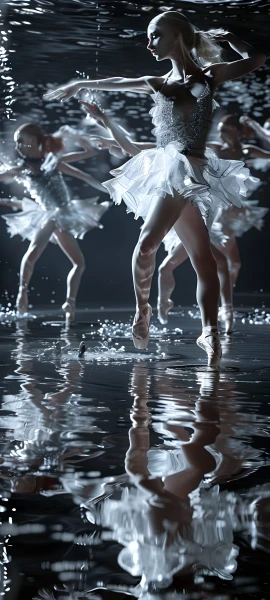 elegant fusion wallpaper — dancing, ballet, ballerina, reflection (free 4K phone download)