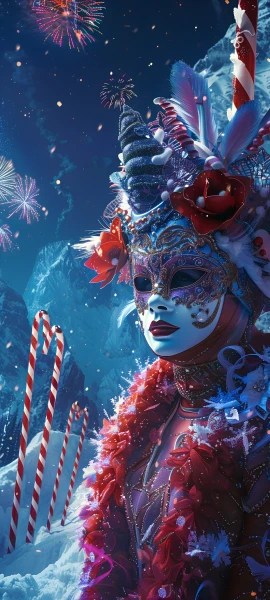 festive anime girl wallpaper — fireworks, candy cane, night, sky (free 4K phone download)