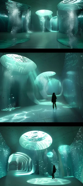 futuristic fusion wallpaper — jellyfish, comic, underwater, scenery (free 4K phone download)