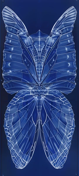 futuristic fusion wallpaper — blue theme, bug, blue background, simple background (free 4K phone download)