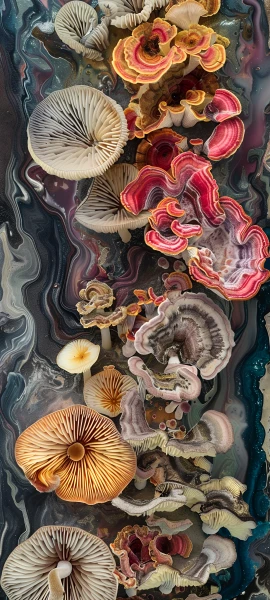 whimsical fusion wallpaper — mushroom, flower (free 4K phone download)