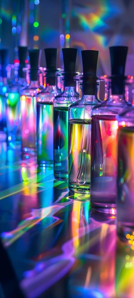 colorful fusion wallpaper — reflection, scenery, night, bottle (free 4K phone download)