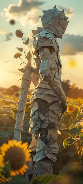 serene anime boy wallpaper — flower, sunflower, armor, weapon (free 4K phone download)