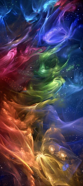 colorful fusion wallpaper — long hair, multiple girls, star (sky), space (free 4K phone download)