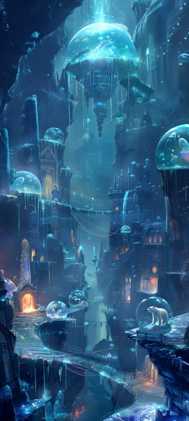 magical fusion wallpaper — scenery, jellyfish, building, city (free 4K phone download)