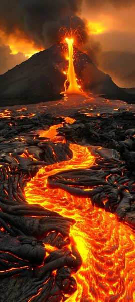 epic fusion wallpaper — lava, volcano, fire, orange theme (free 4K phone download)