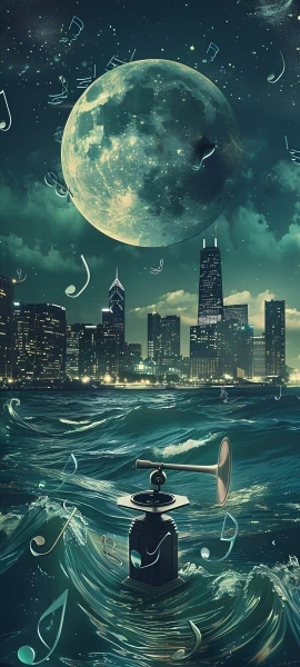 futuristic fusion wallpaper — moon, sky, night, full moon (free 4K phone download)