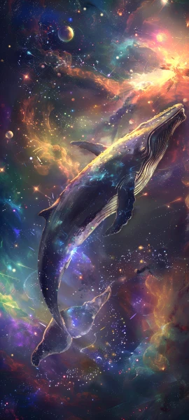 magical fusion wallpaper — whale, star (sky), sky, scenery (free 4K phone download)