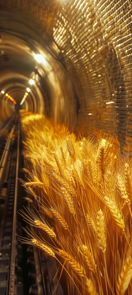 funny fusion wallpaper — scenery, wheat, yellow theme, building (free 4K phone download)