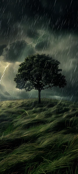 dramatic fusion wallpaper — rain, storm, lightning, cloud (free 4K phone download)