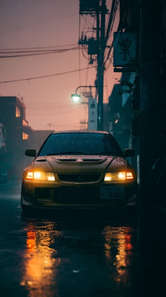 moody fusion wallpaper — car, motor vehicle, reflection, power lines (free 4K phone download)